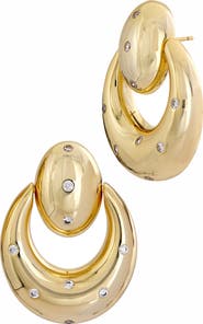 SAVVY CIE JEWELS Studded Puffy Door Knocker Stud Earrings