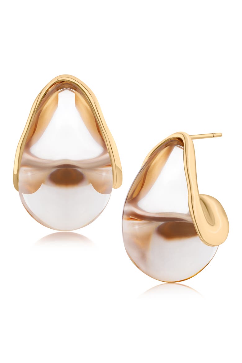 Modern Sculpted Lucite Stud Earrings (Nordstrom Exclusive), Main, color, CLEAR/ GOLD