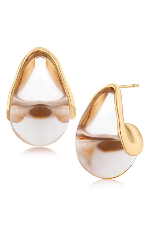 Modern Sculpted Lucite Stud Earrings