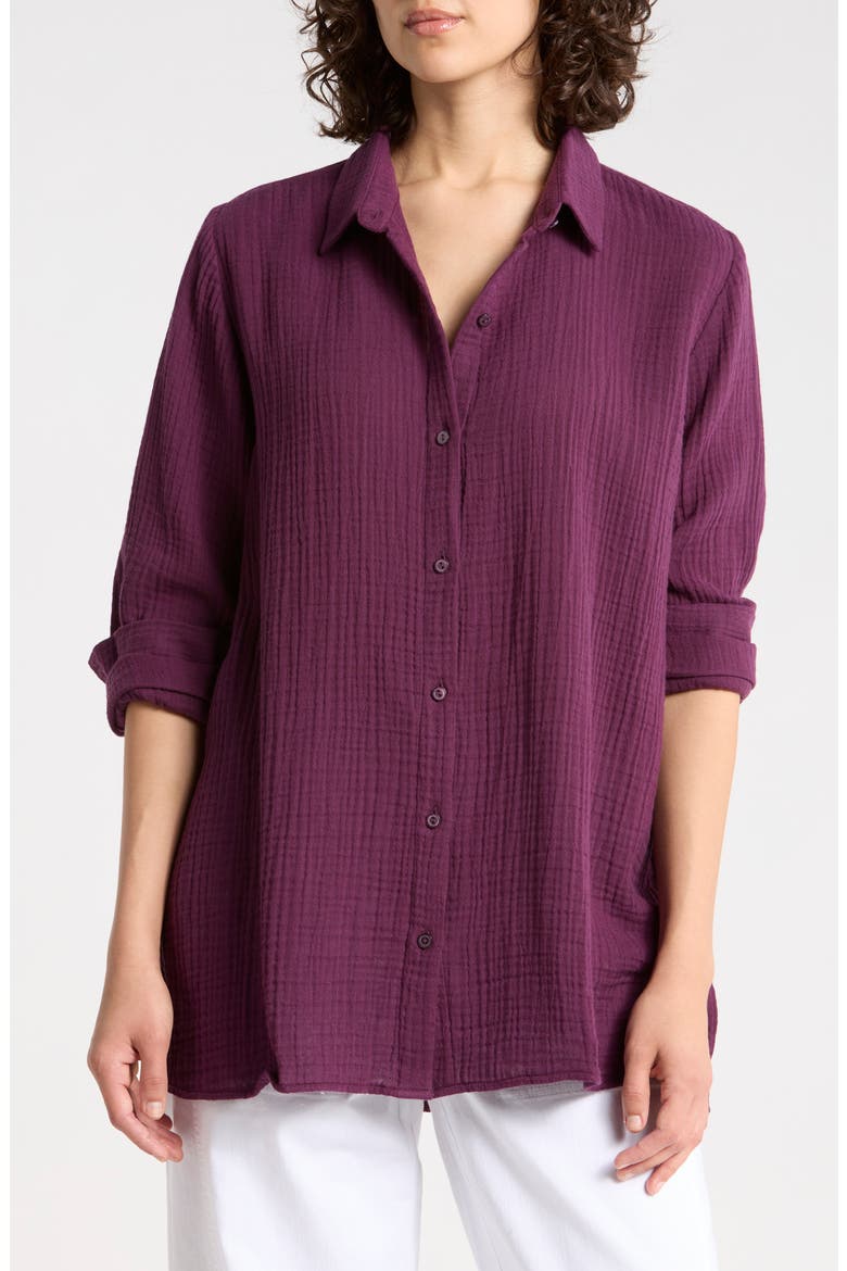 Classic Collar Button-Up Shirt, Main, color, BLACKBERRY