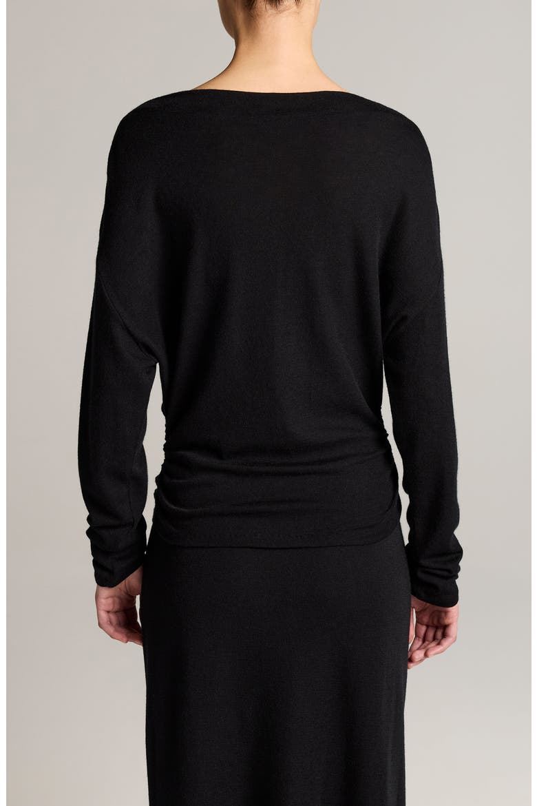 Ruched Drape Top, Alternate, color, BLACK