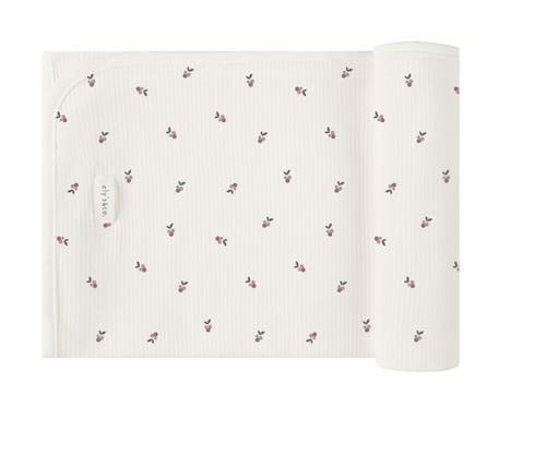 Ely's & Co. Ribbed Cotton Zipper Blanket Collection In Ivory/plum Berry