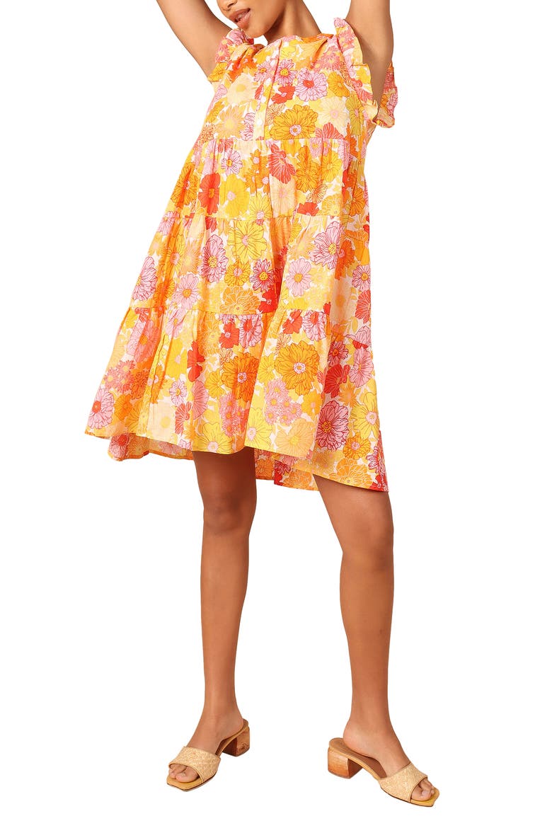 Zuma Floral Cotton Babydoll Dress, Main, color, ORANGE