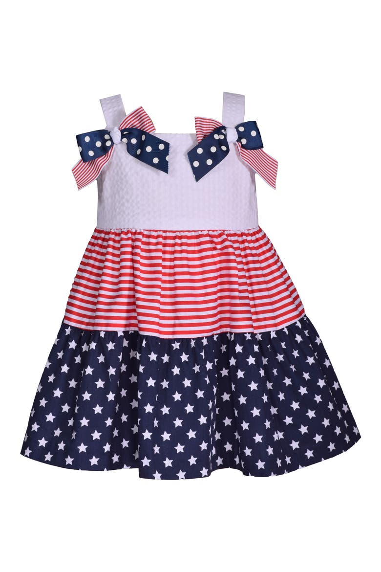 Kids' Bow Shoulder American Dress, Main, color, RED
