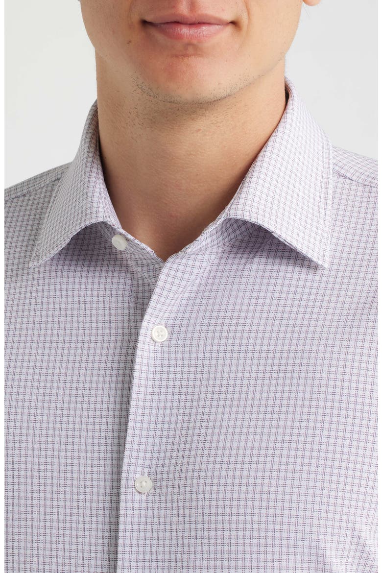 Hank Slim Fit Microcheck Stretch Dress Shirt, Alternate, color, WHITE/ RED / BLUE