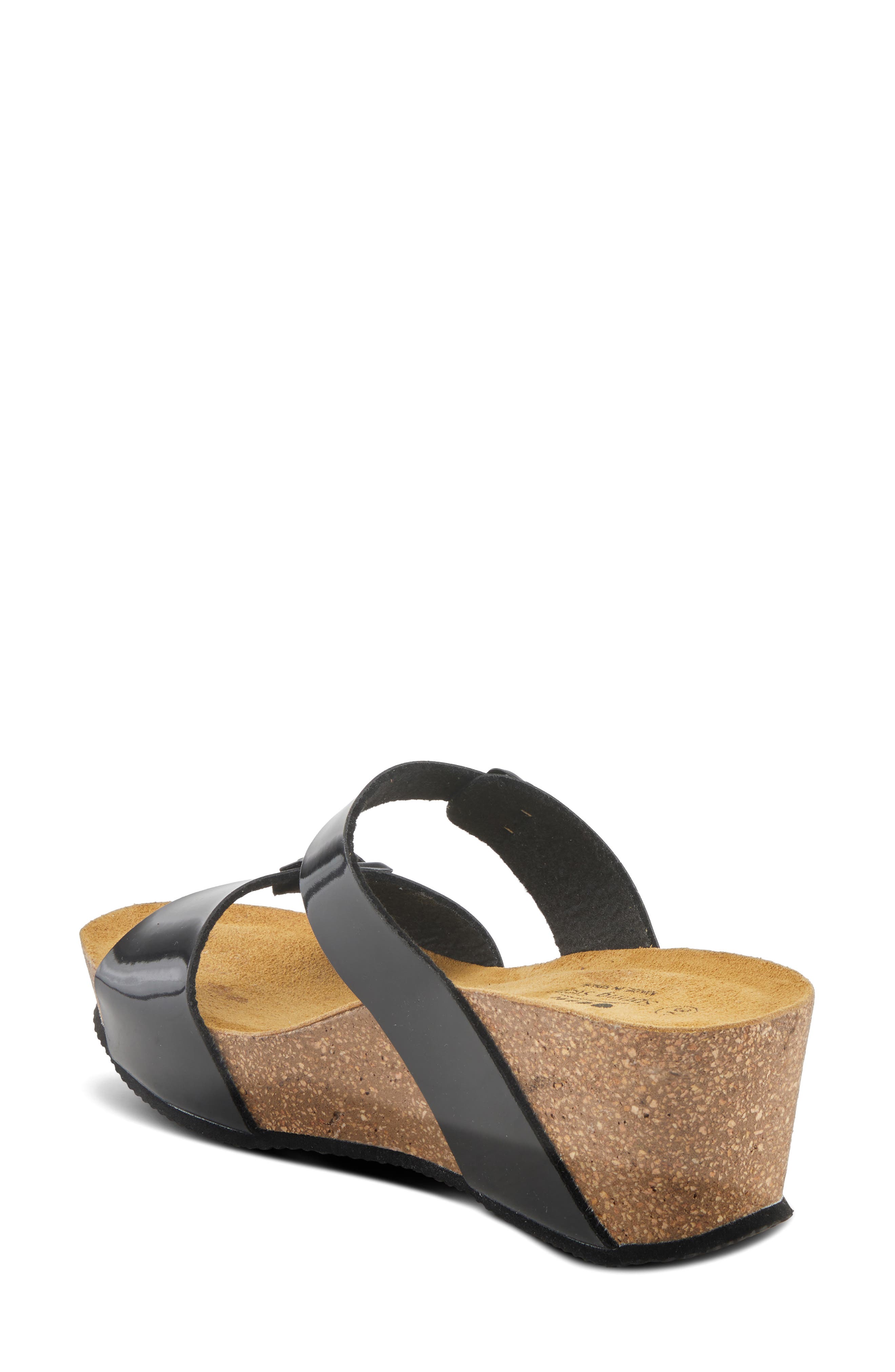 Spring Step Bynum Platform Wedge Slide Sandal, Alternate, color, Black Patent