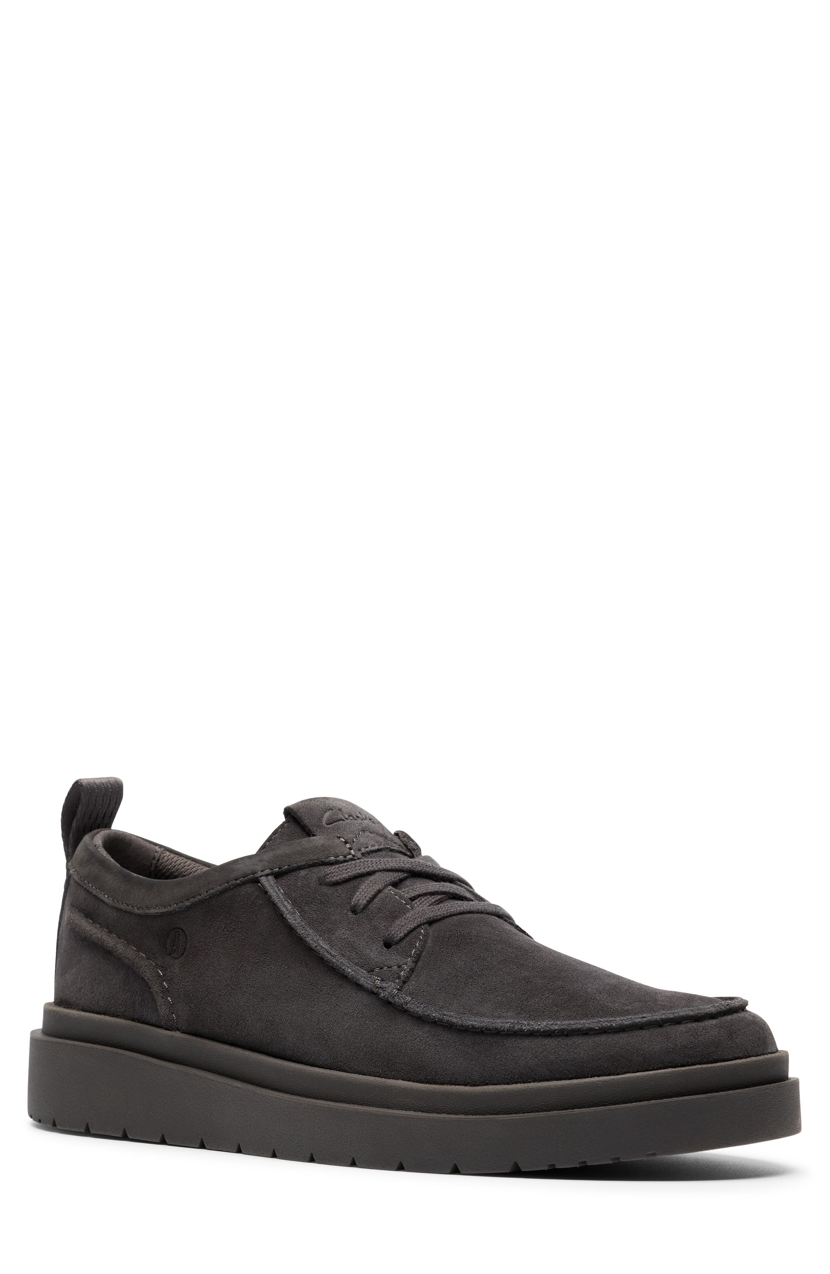 Clarks<sup>®</sup> Polden Moc Toe Derby, Main, color, Dark Grey Suede