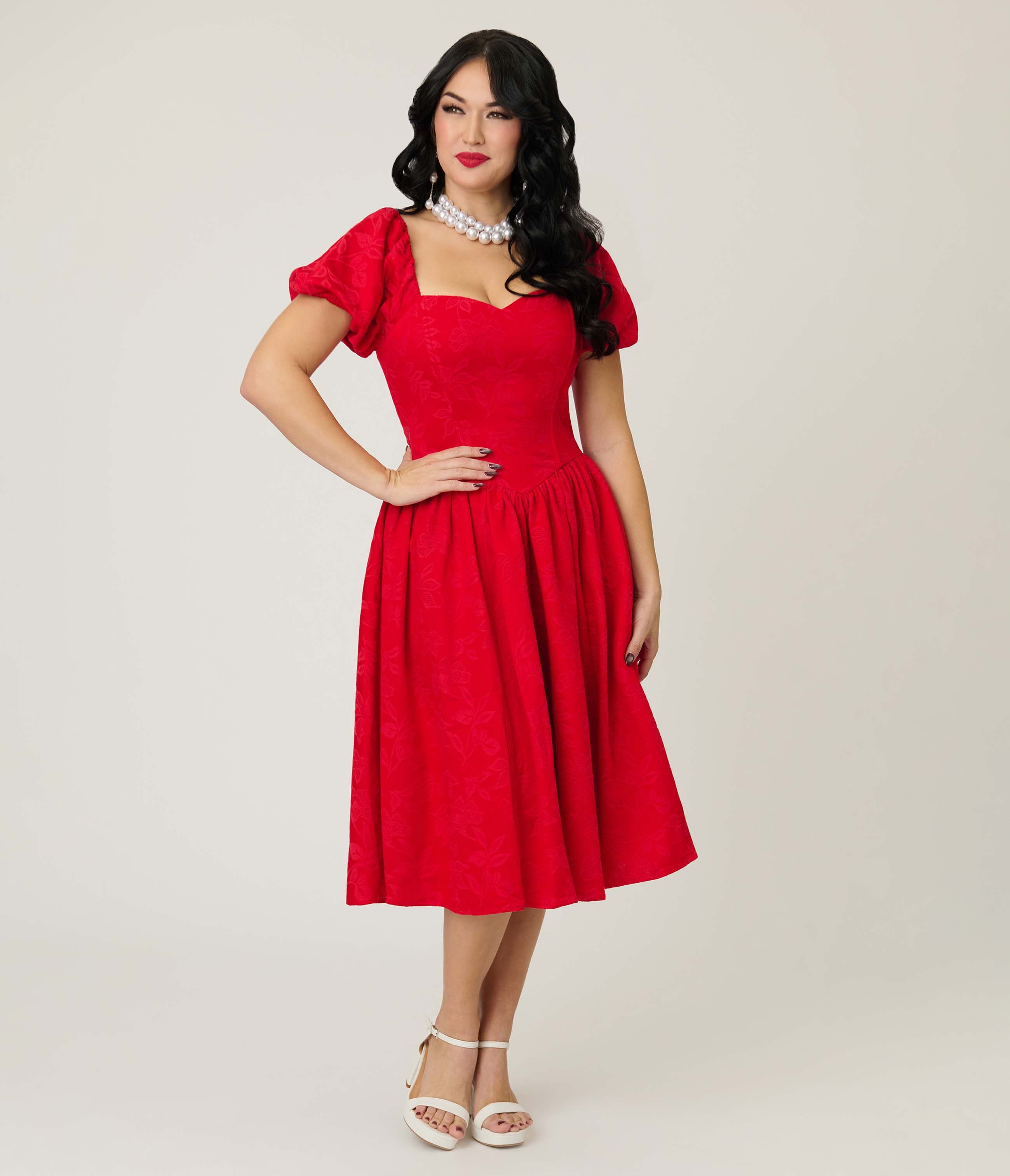 Puff Sleeve Swing Dress - image 3