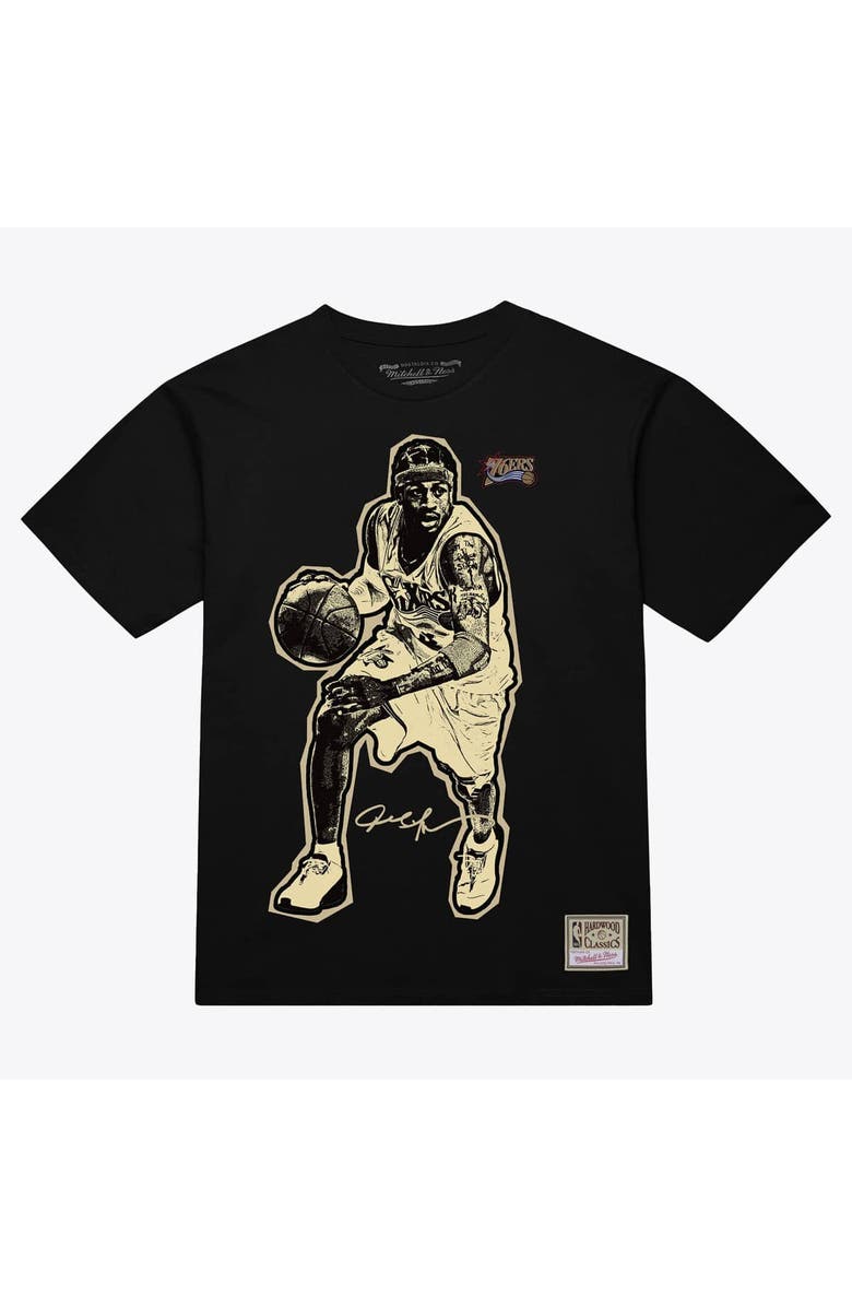 Mitchell & Ness Unisex Mitchell & Ness Allen Iverson Black Philadelphia 76ers Blockbuster Player Graphic T-Shirt, Main, color, Black
