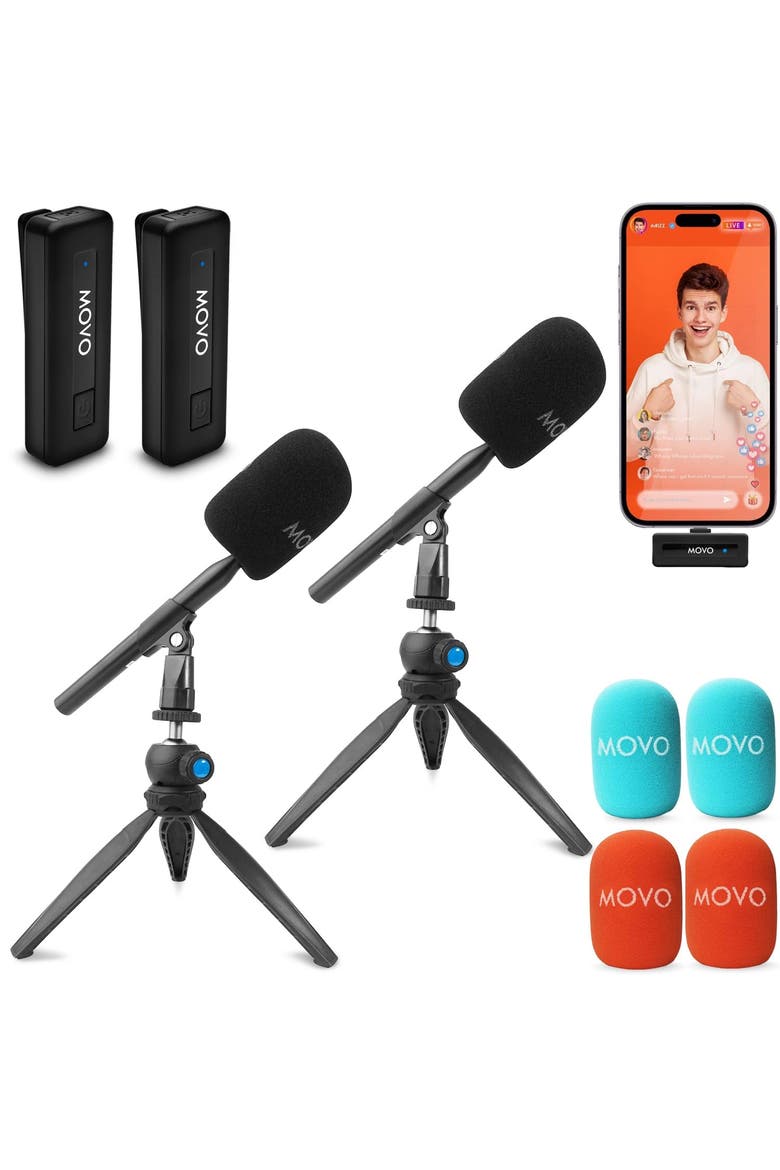 Wireless Mini Wireless Microphone for iPhone Podcast Equipment Bundle with WMX-HM Handle, Main, color, Black