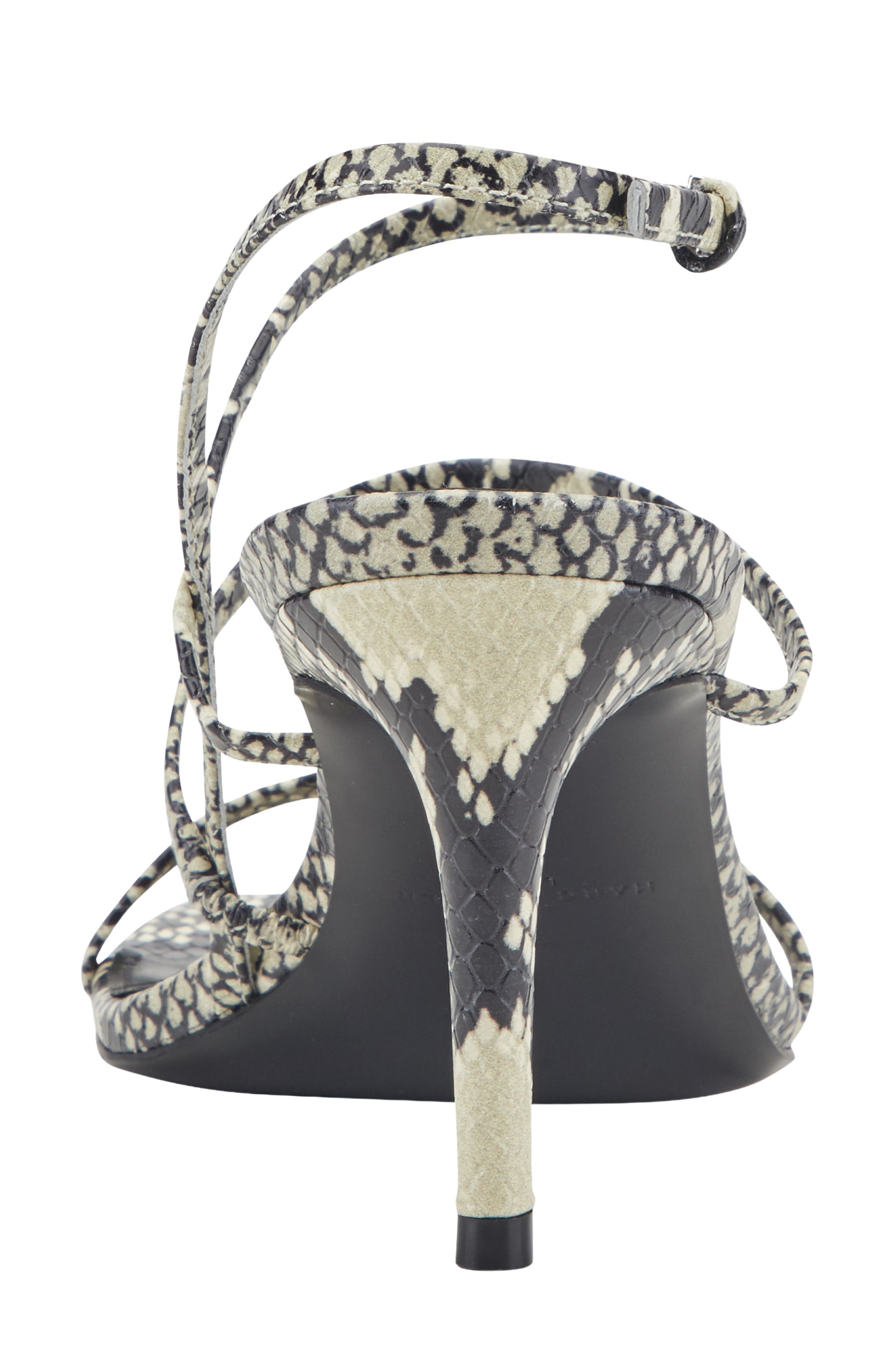 Marc Fisher LTD Densi Snakeskin Embossed Strappy Sandal, Alternate, color, Black/ White Multi