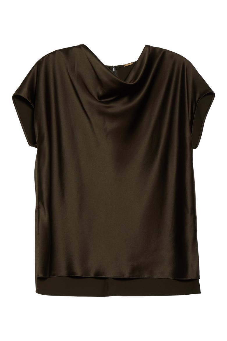 Cowl Neck Silk Charmeuse Blouse, Alternate, color, MILITARY GREEN