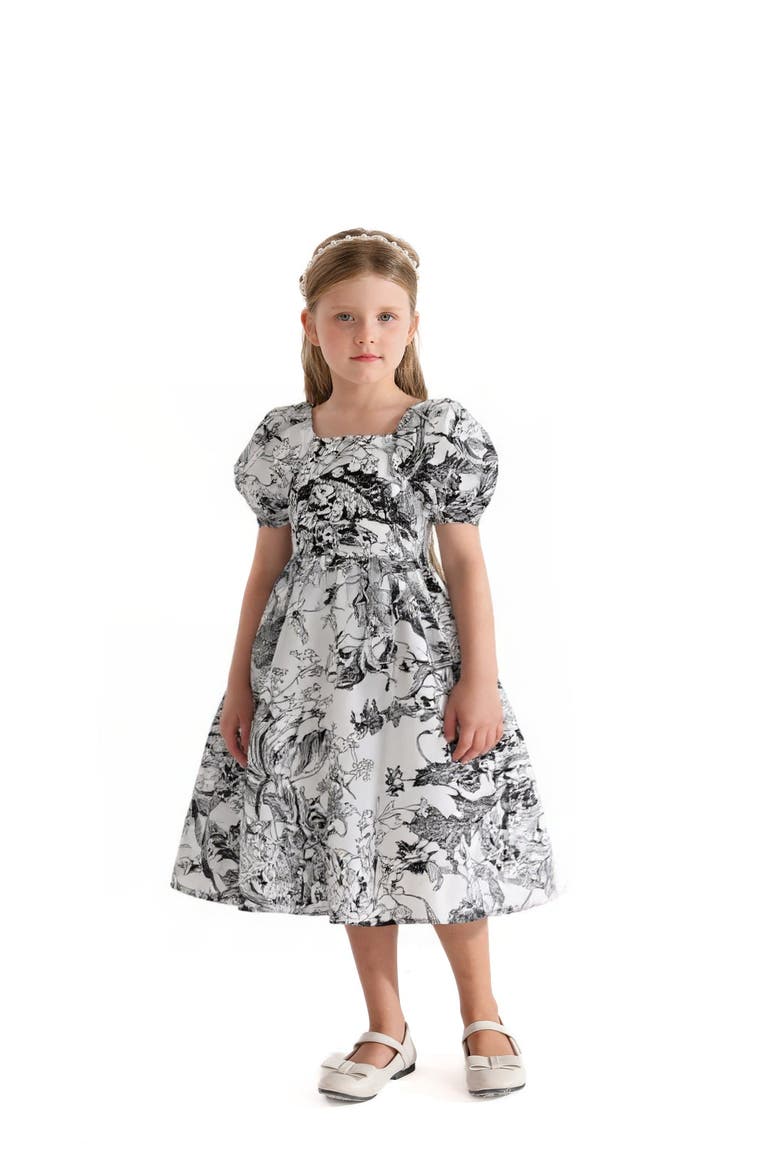 Encre Floral Garden Dress, Alternate, color, Black