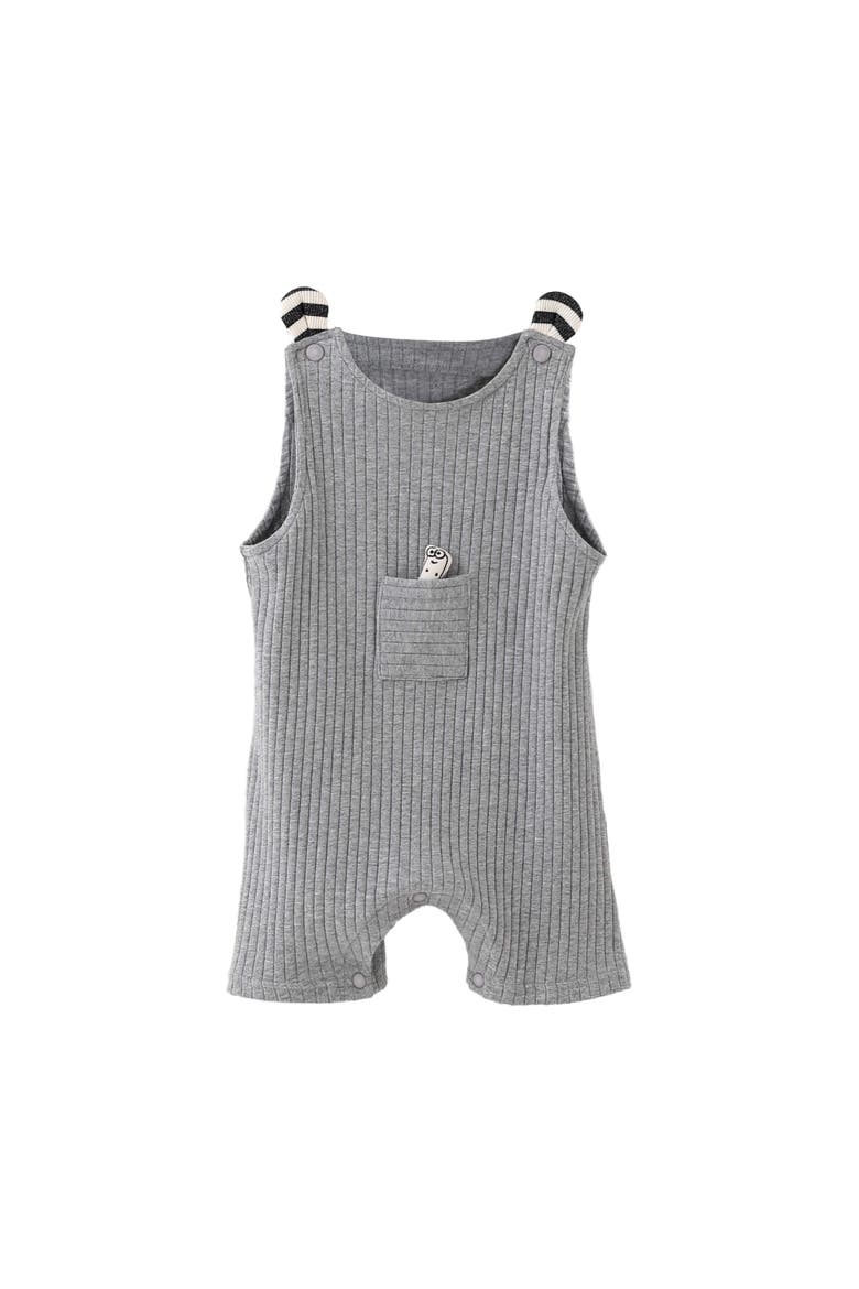 Rib Pocket Romper, Main, color, Grey