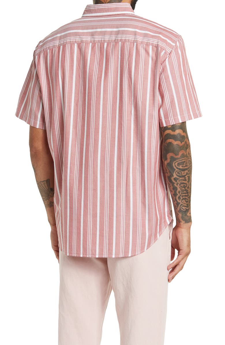 Club Monaco Short Sleeve Copper Striped Button Front Shirt, Alternate, color, 