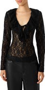 Steve Madden Elvie Sheer Lace Long Sleeve Top