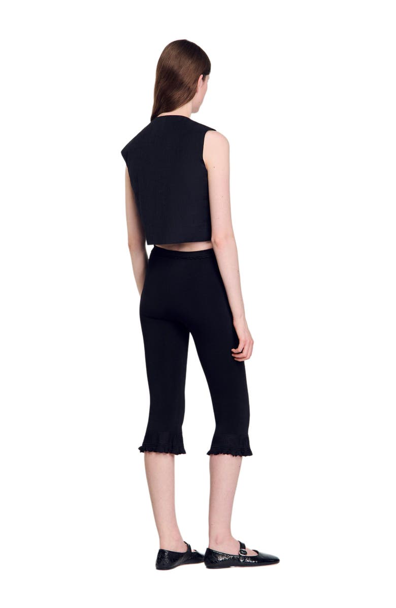 SANDRO Pleated crop top, Alternate, color, Black