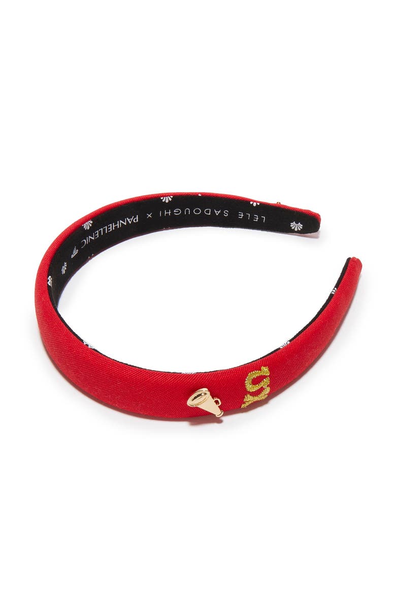 Lele Sadoughi Chi Omega Charlotte Headband, Main, color, Cardinal Red 600