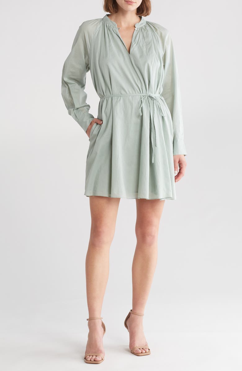 Rebecca Taylor Long Sleeve Cotton Shift Dress, Main, color, Jadeite