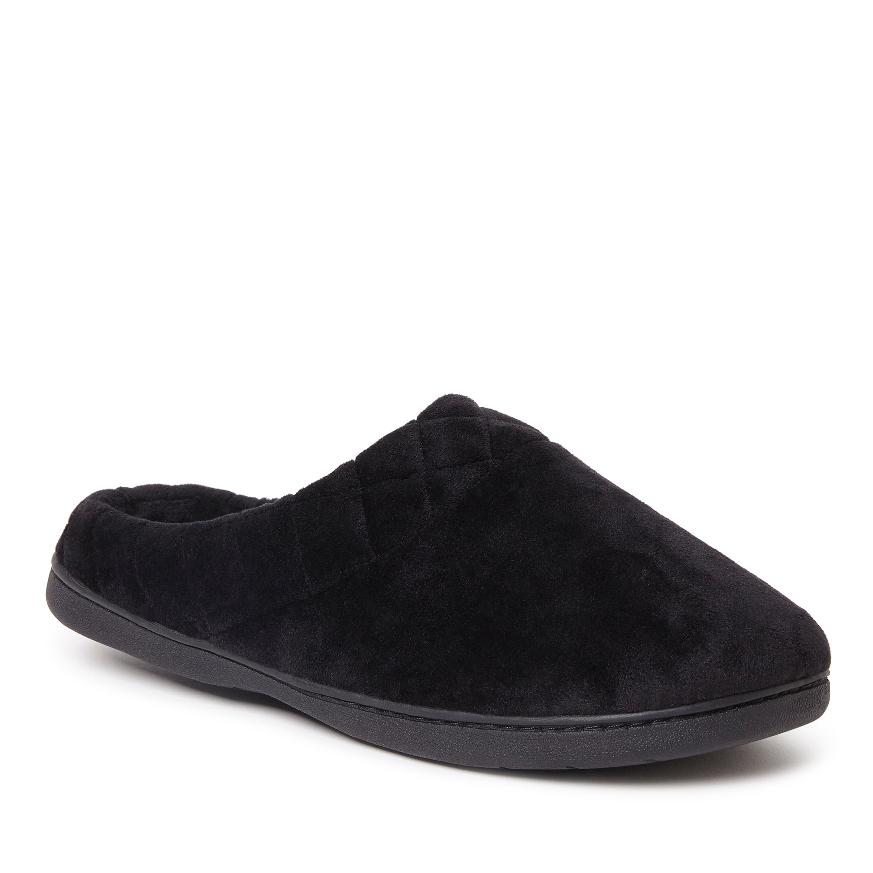 DEARFOAMS Darcy Quilted Cuff Velour Clog Slipper, Main, color, Black