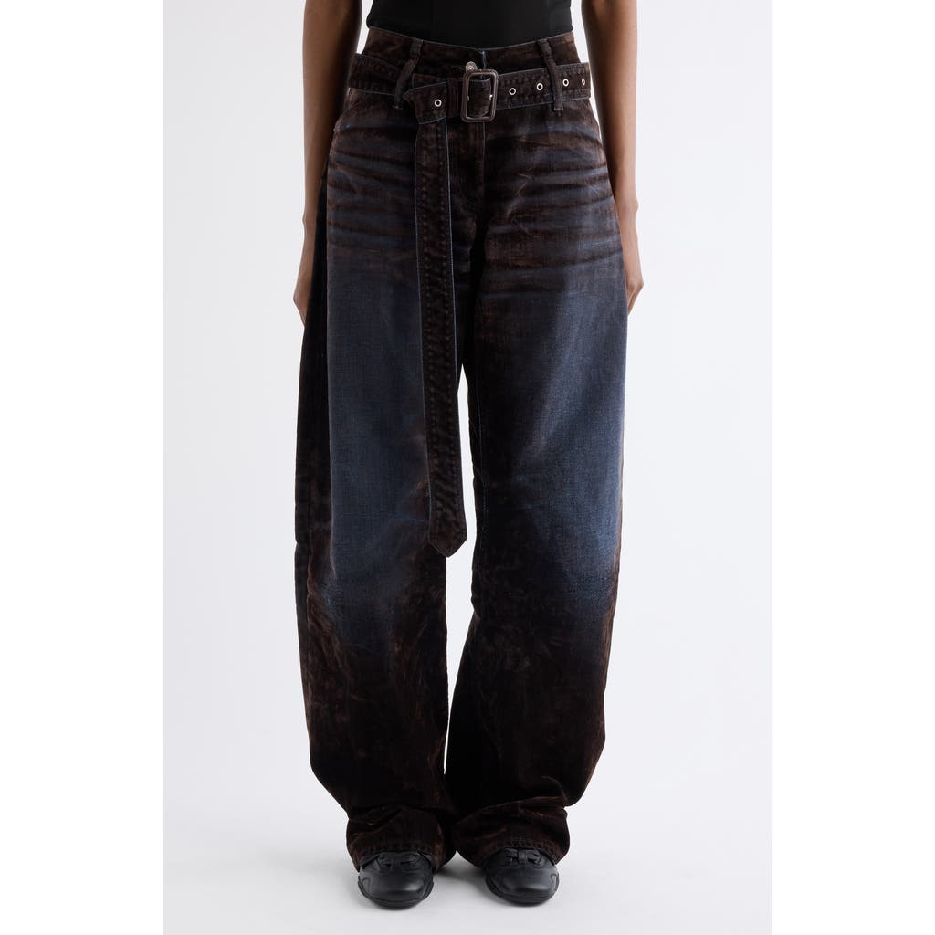 Acne Studios Page Flocked Belted Jeans In Multi