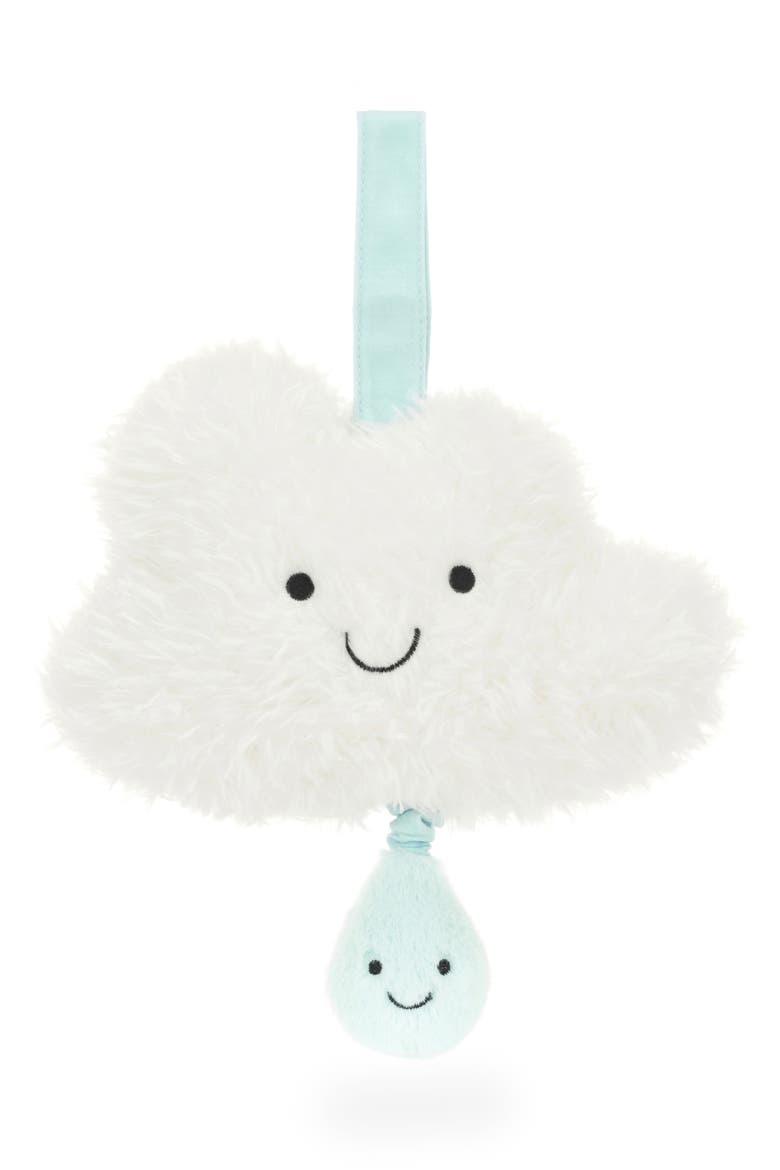 Amusable Cloud & Raindrop Musical Pull 10.6-Inch Plushie, Main, color, WHITE