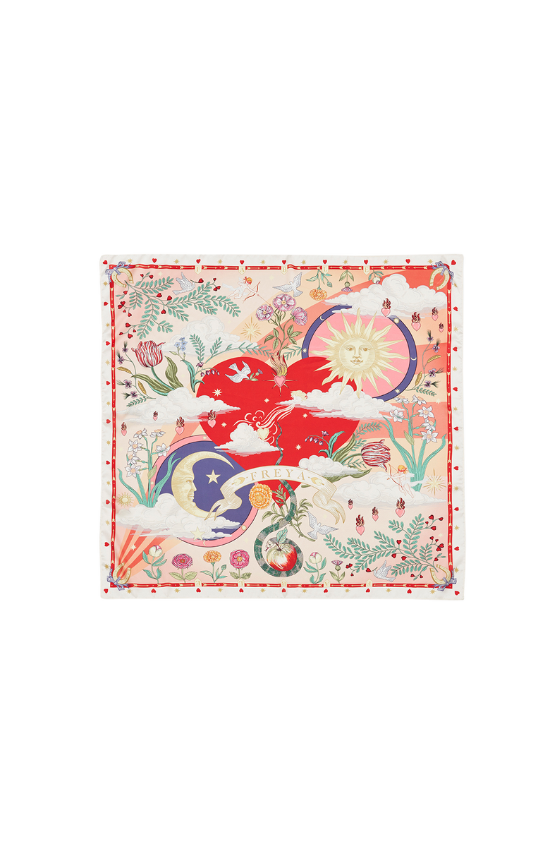 Fable England Freya Narrative Square Scarf, Main, color, Pink