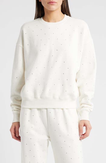 GOOD AMERICAN GOOD AMERICAN CRYSTAL EMBELLISHED SWEATSHIRT