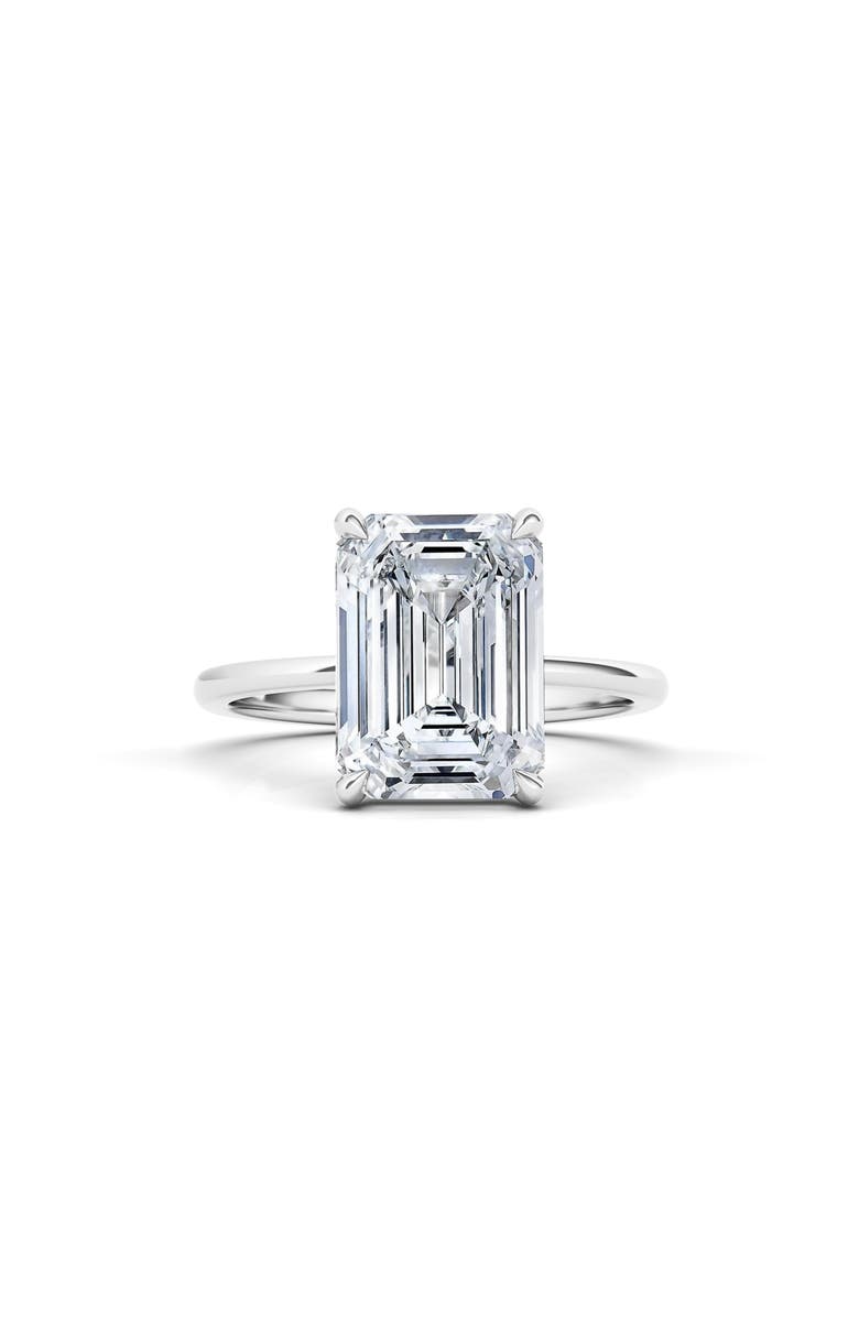 HauteCarat Emerald Cut Lab Created Diamond Ring, Main, color, 2.00 Ctw 18K White Gold