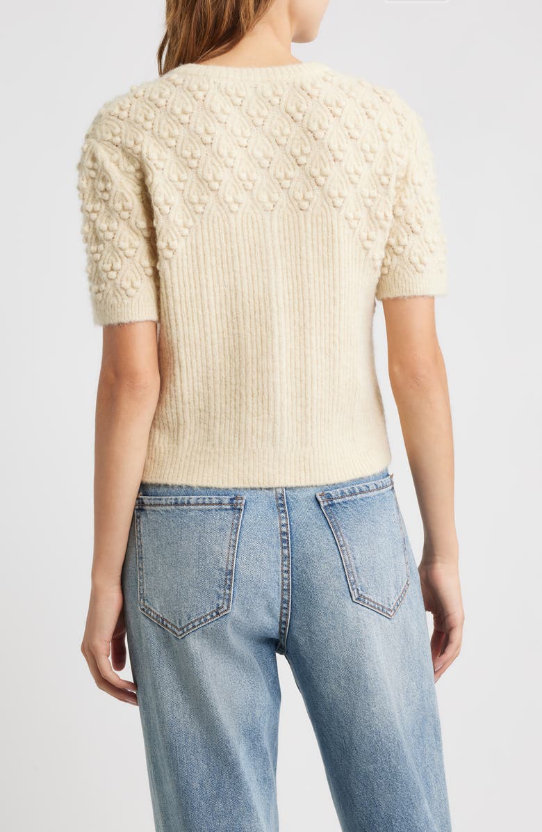 rag & bone Sierra Pom Short Sleeve Cardigan, Alternate, color, Ivory
