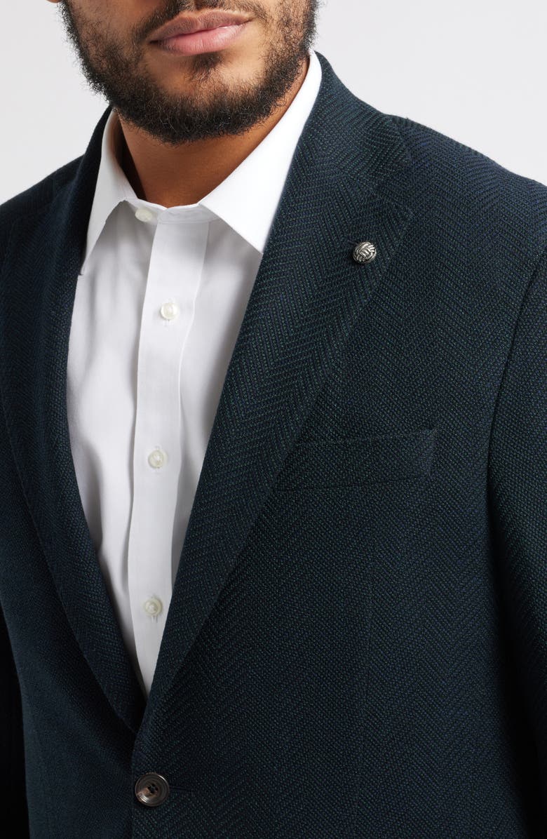 Jack Victor Hampton Stretch Wool Herringbone Sport Coat, Alternate, color, Dark Olive