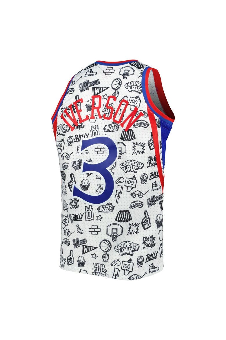 Men's Mitchell & Ness Allen Iverson White Philadelphia 76ers 1996/97 Swingman Jersey, Alternate, color, White