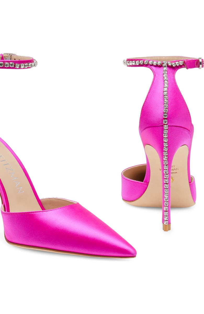 Stuart Weitzman Stuart Glam100 Pointed Toe Ankle Strap Pump, Alternate, color,
