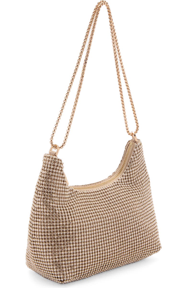 MANGO Chain Strap Crystal Shoulder Bag, Alternate, color, Gold