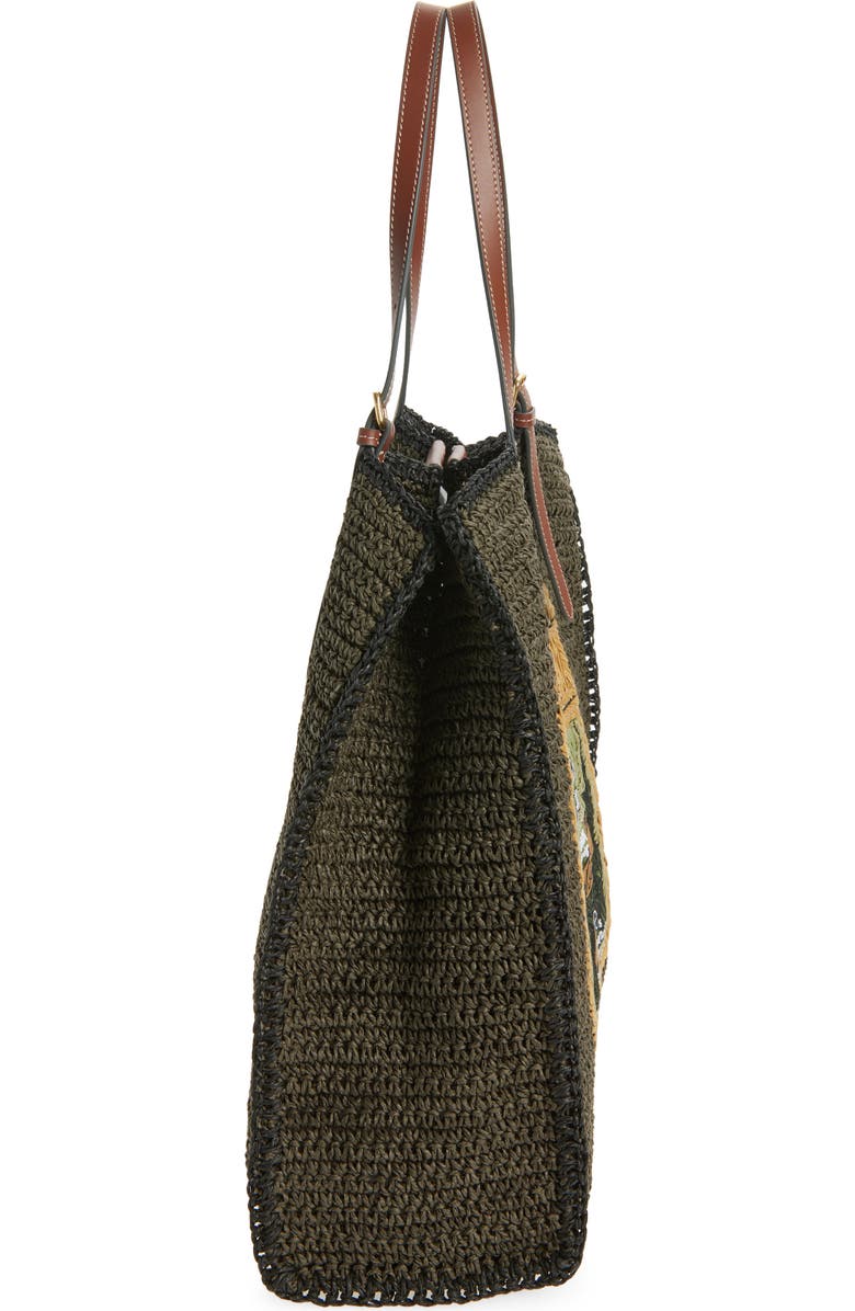 Anya Hindmarch Olive Oil Woven Raffia North/South Tote, Alternate, color, Khaki
