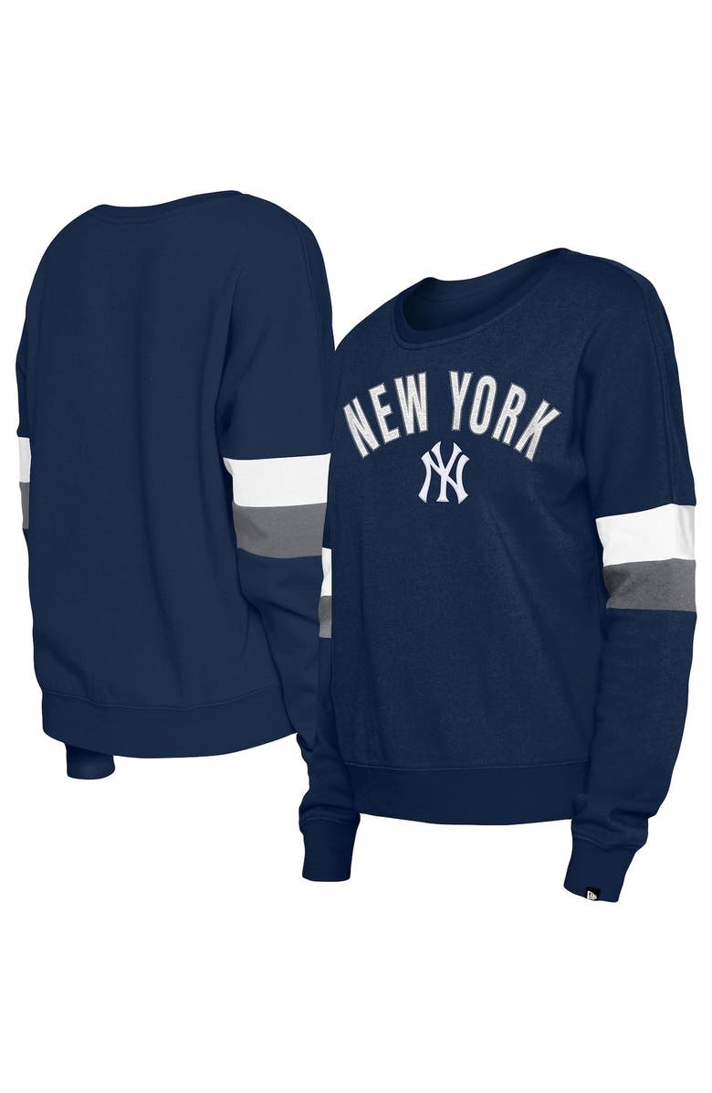 New Era Women's New Era Navy New York Yankees Game Day Crew Pullover Sweatshirt, Main, color,