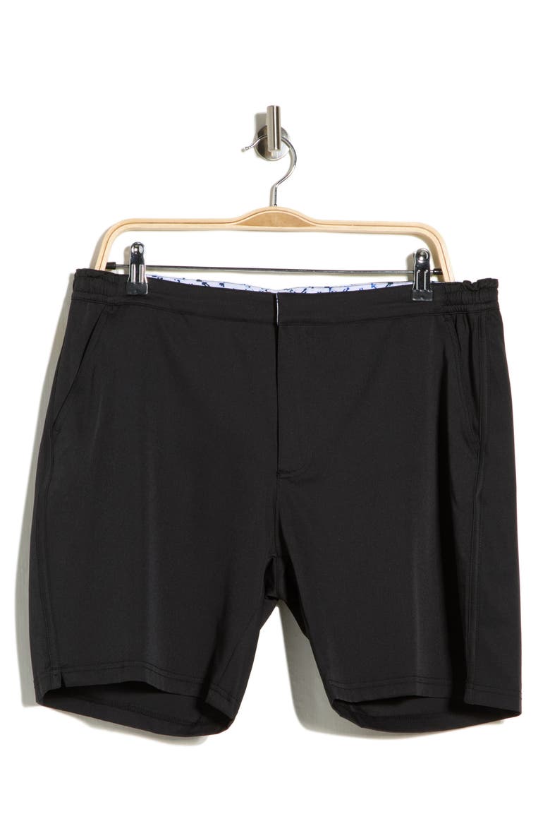 Around The World Hybrid Swim Trunks, Alternate, color, BLACK
