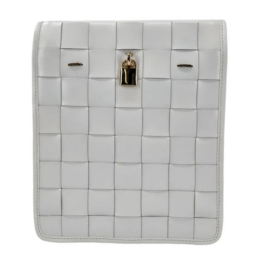 Madison Maison Woven Leather Lock Crossbody Bag In White