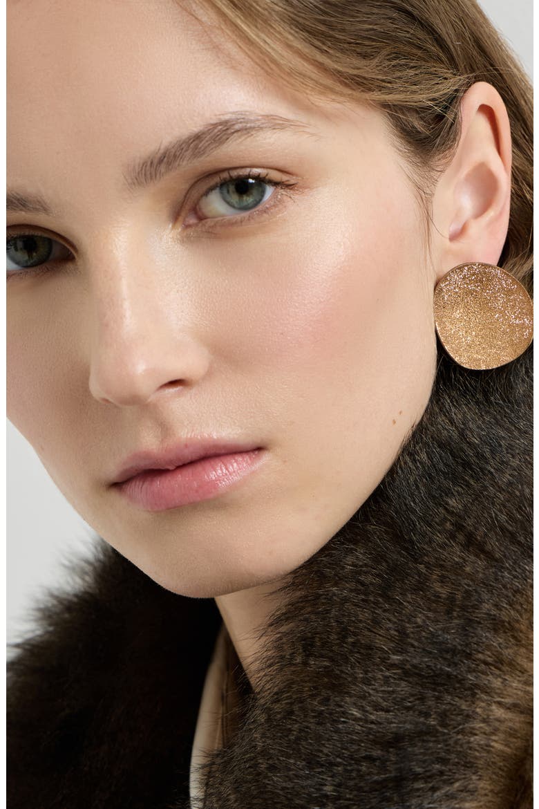 Sterling Silver shimmer disc earrings, Alternate, color, Gold