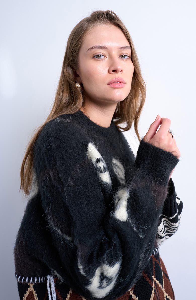 Topshop Patchwork Intarsia & Argyle Sweater, Alternate, color,