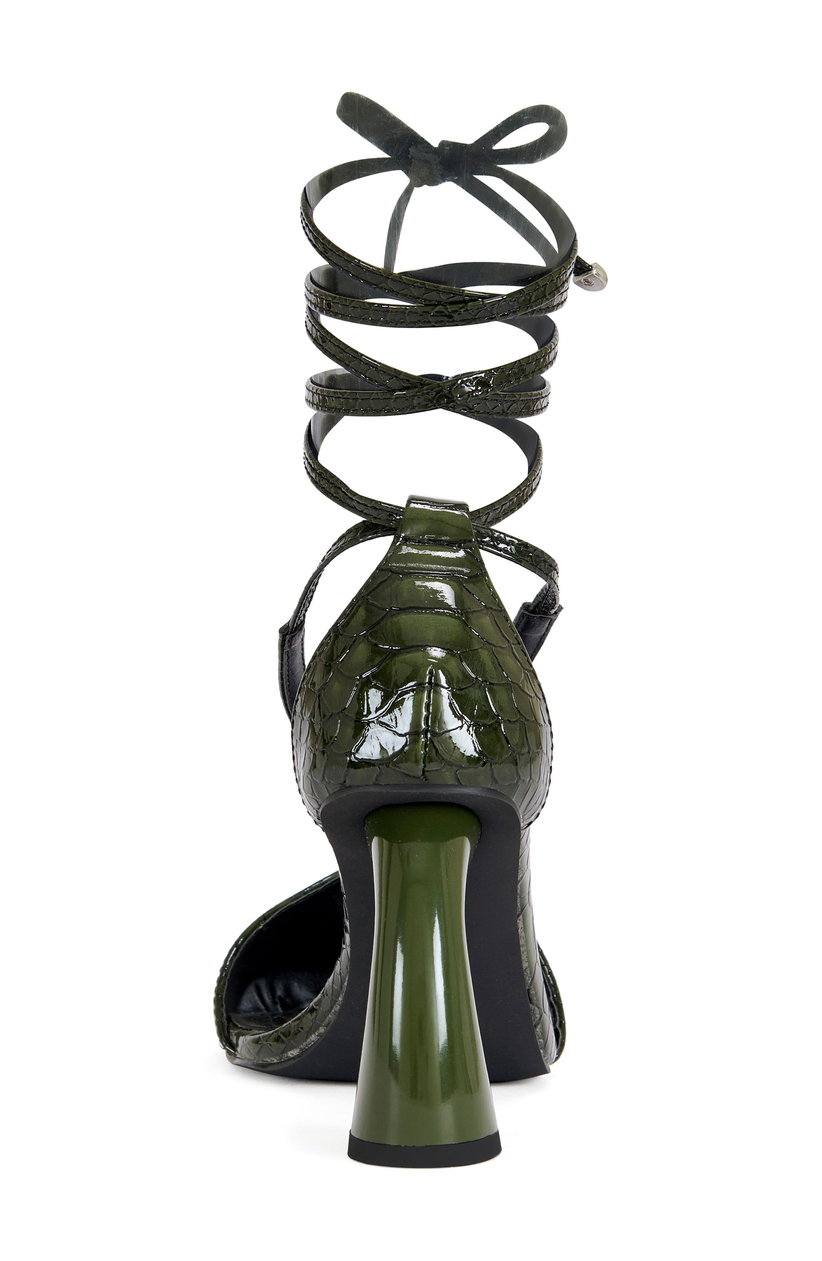 AZALEA WANG Keleder Snakeskin Embossed Ankle Wrap Sandal, Alternate, color, 