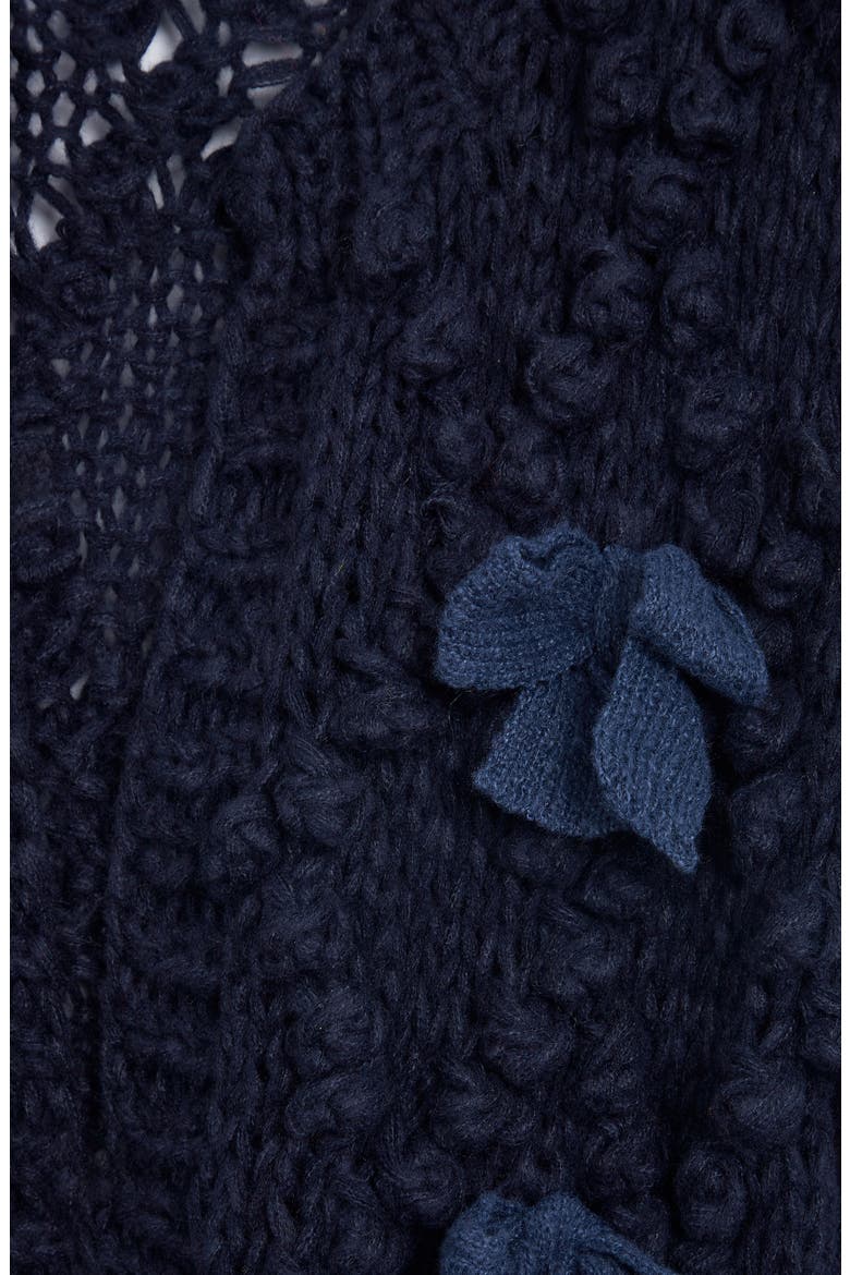 Bow Chunky Knit Cardigan, Alternate, color, NAVY
