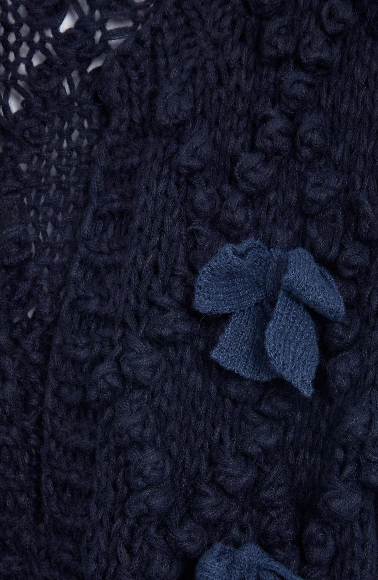 SAACHI Bow Chunky Knit Cardigan, Alternate, color, Navy