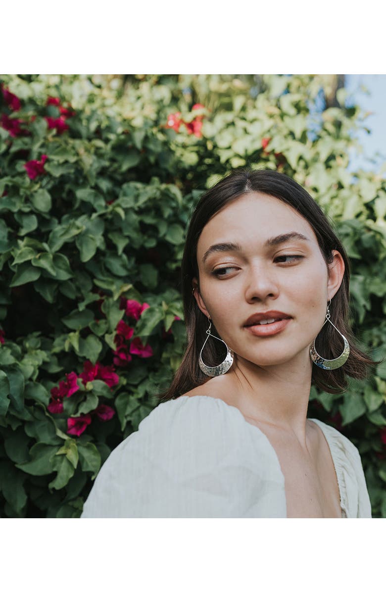 Matr Boomie Lunar Crescent Hammered Hoop Earrings, Alternate, color, Silver