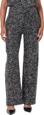 Endless Rose High Waist Wide Leg Bouclé Tweed Pants