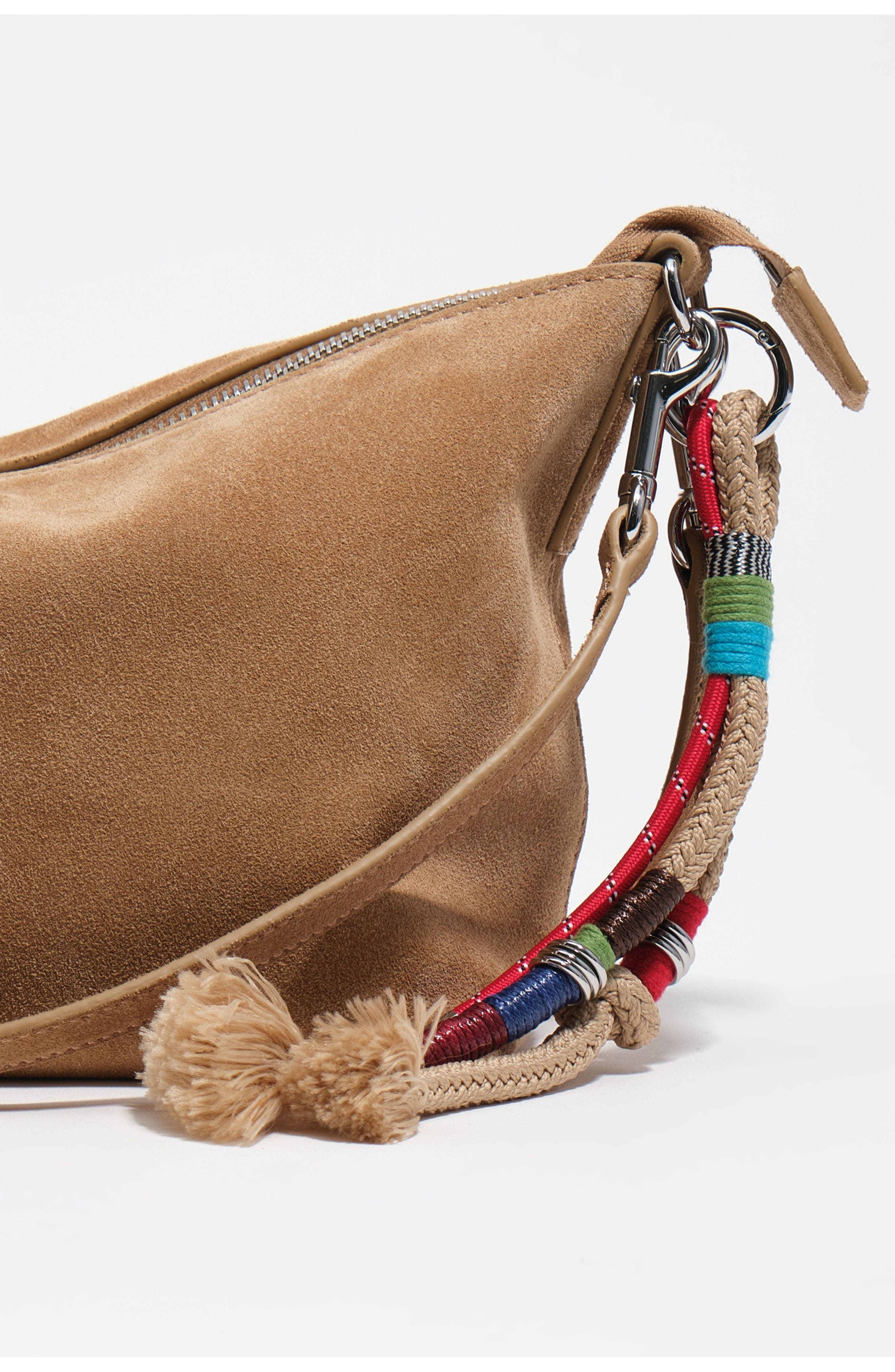 Bimba y Lola Medium Leather Trapecio Bag, Alternate, color, Natural