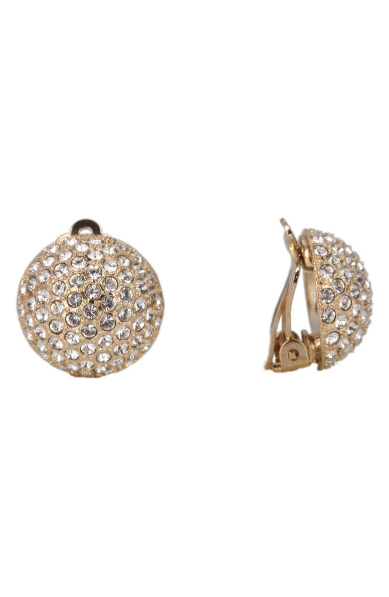 NINA JEWELRY Nina Medium Pavé Swarovski Crystal Button Clip Earrings, Main, color,