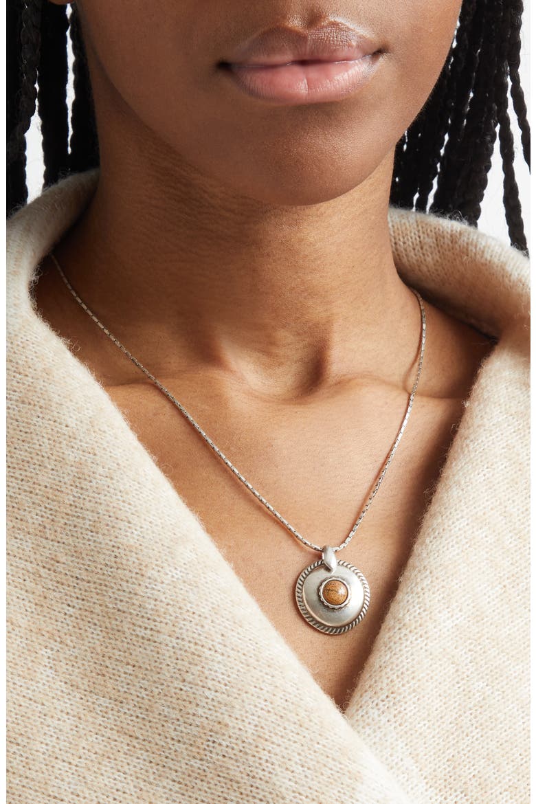 Short Pendant Necklace, Alternate, color, NATURAL/ SILVER
