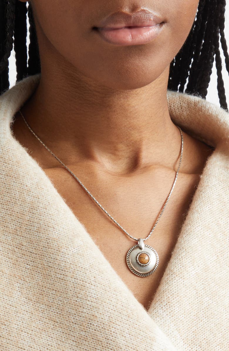 Isabel Marant Short Pendant Necklace, Alternate, color, Natural/ Silver