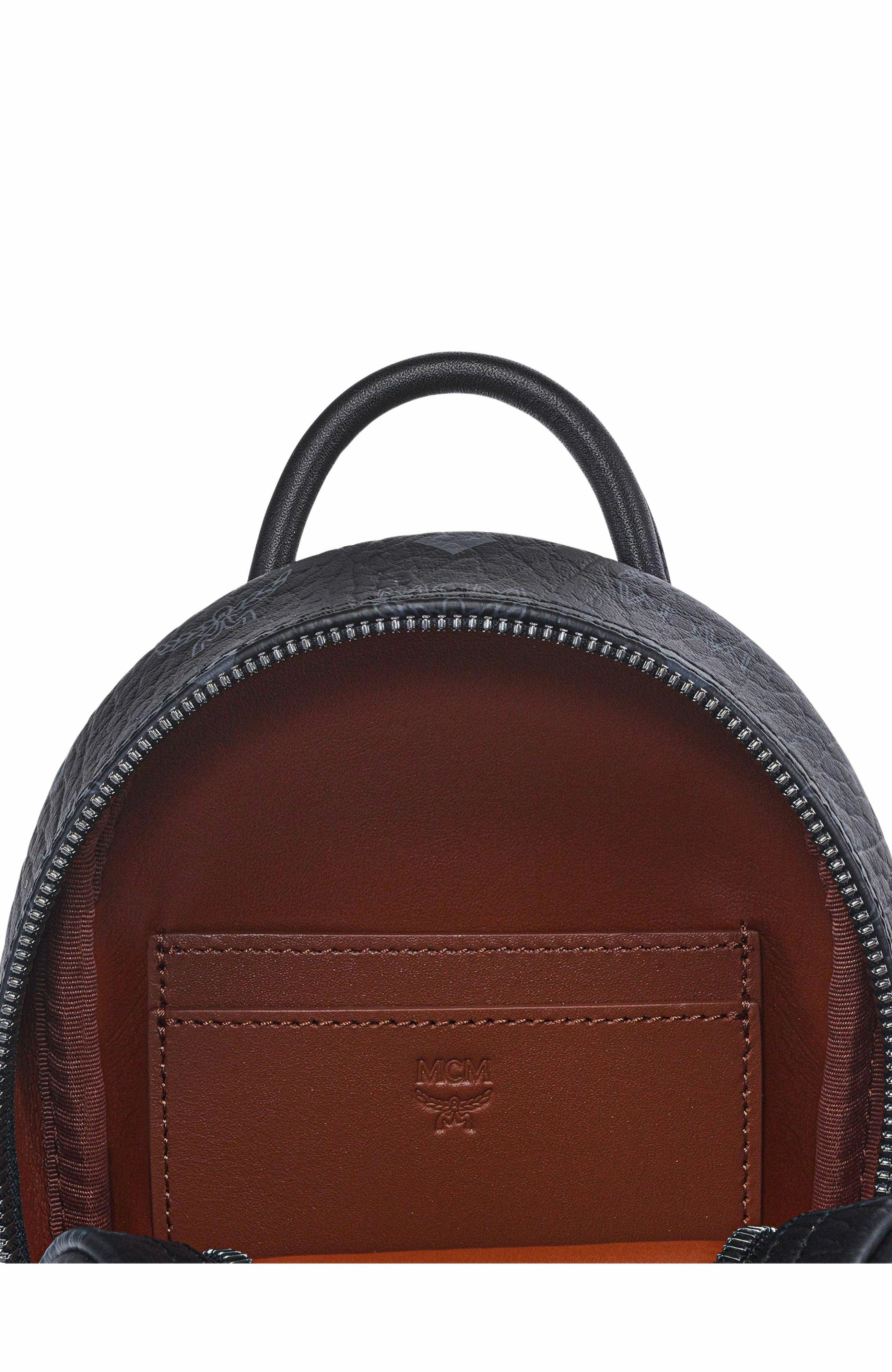 MCM Stark Bebe Boo Side Studs Backpack in Visetos, Alternate, color, 